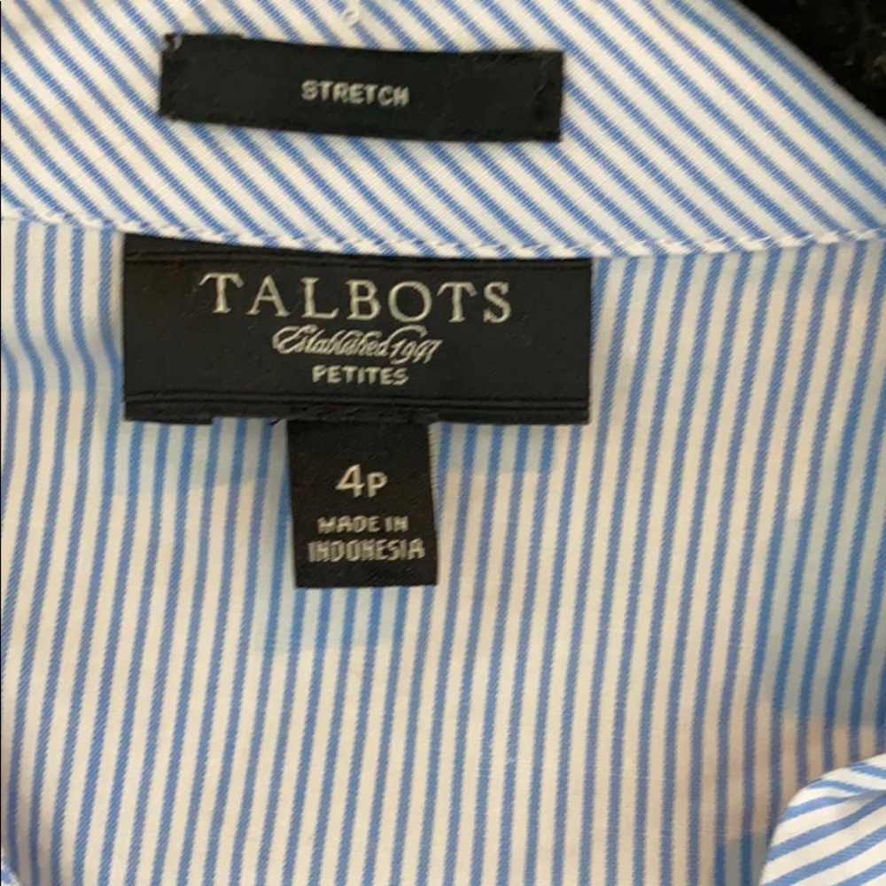 Talbots Blue Striped Button-Down Cotton Shirt - image 3